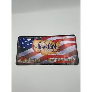 Yellowstone National Park American Flag Metal License Plate Souvenir B887